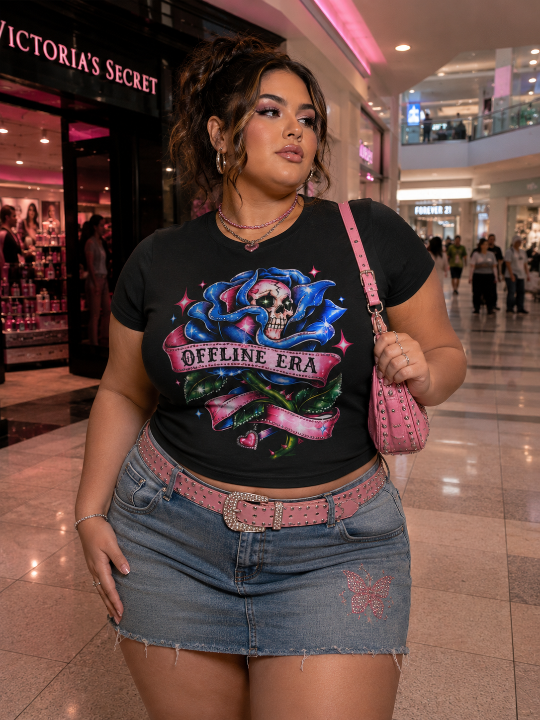 'Offline Era' Skull Rose Graphic
