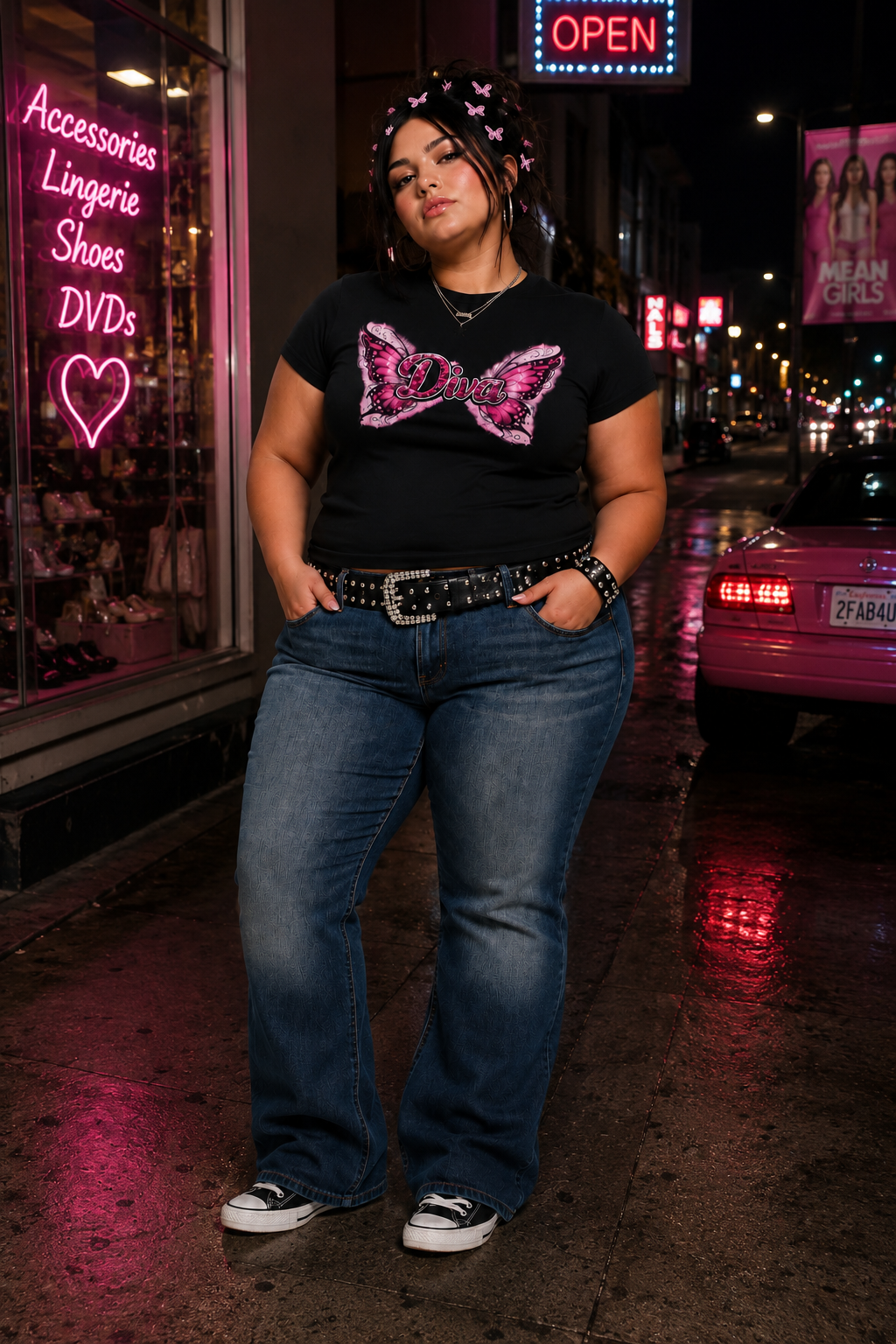 Diva Pink Butterfly Graphic Tee