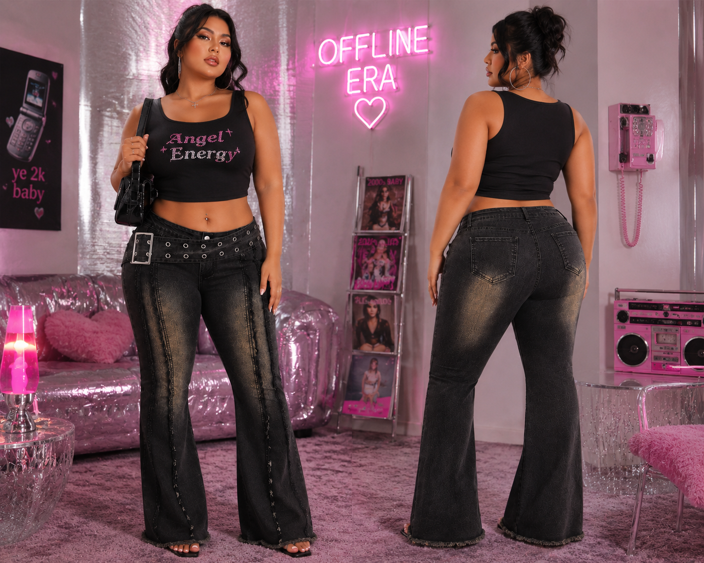 Daydream Belted High Waist Flare Jeans